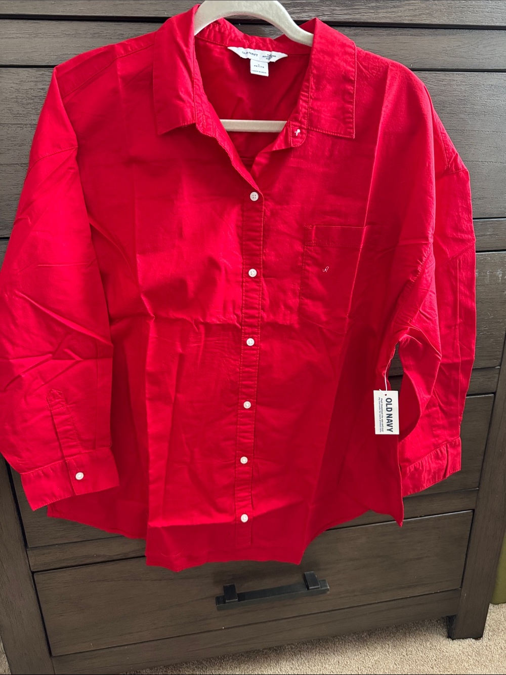 Old Navy Bright Red Men’s Long-Sleeve Button-Down Shirt